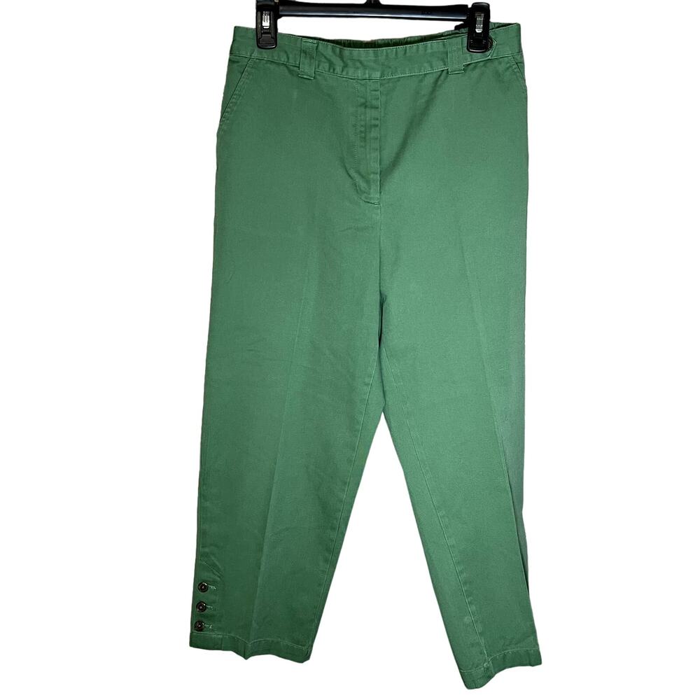 Lands' End chino green cropped pants stretch 10